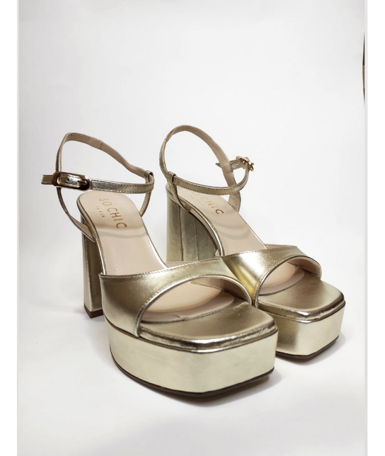 So Chic Annalisa Sandals Platinum Gold