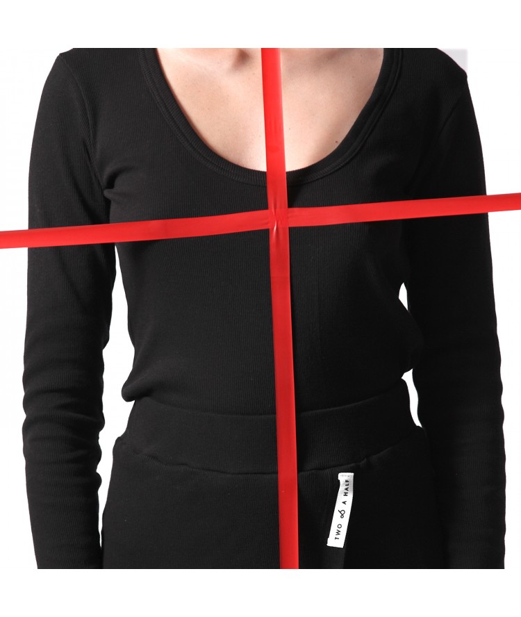Two & A Half Ribbed Fitted Top Black