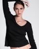 Two & A Half Ribbed Fitted Top Black
