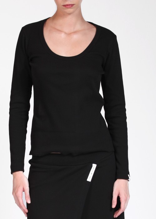 Two & A Half Ribbed Fitted Top Black