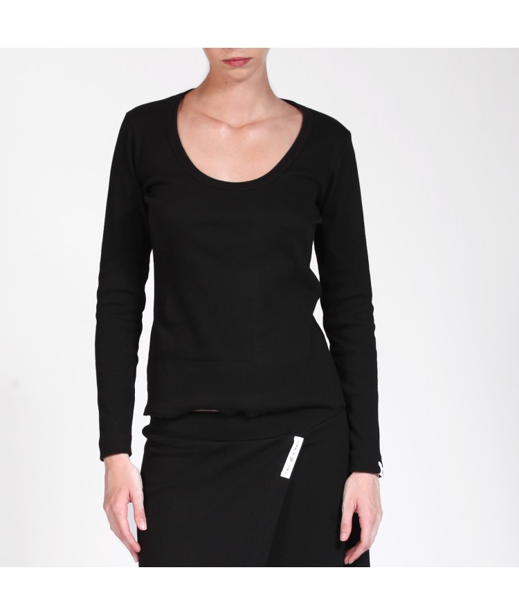 Two & A Half Ribbed Fitted Top Black