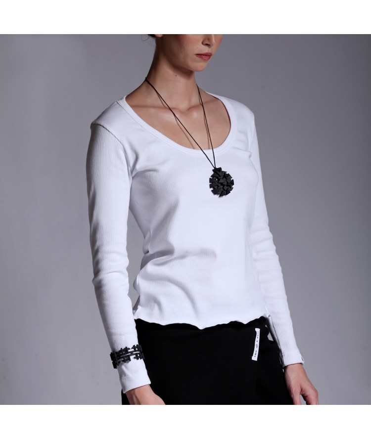 Two & A Half Ribbed Fitted Top White