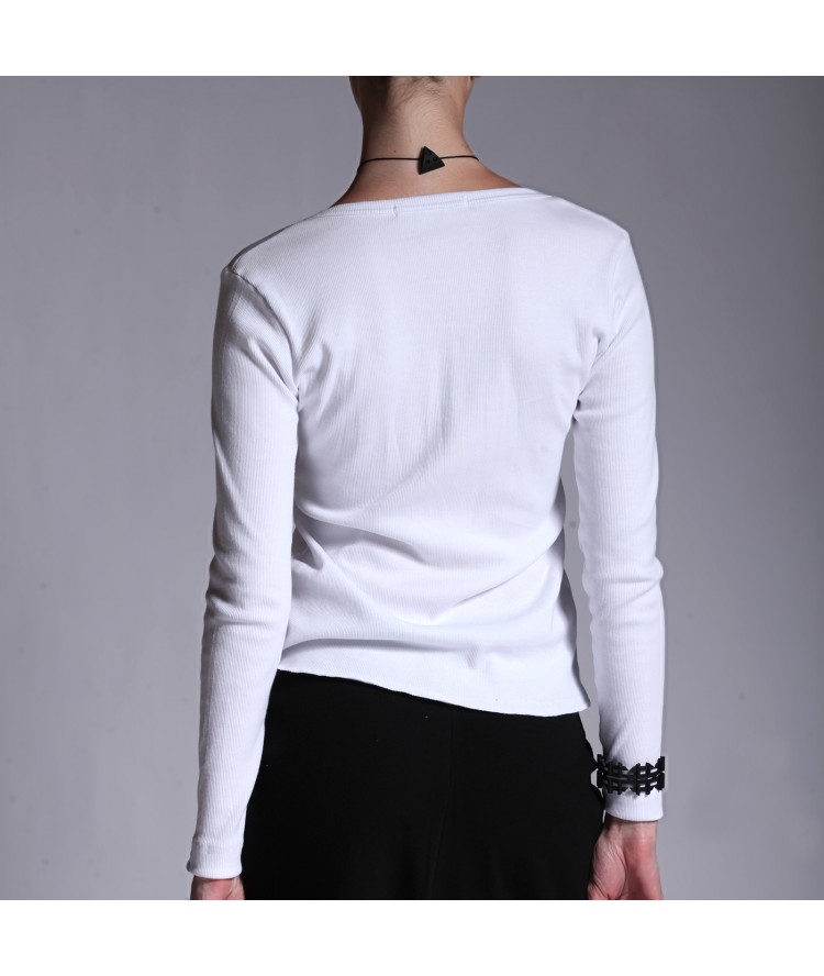 Two & A Half Ribbed Fitted Top White