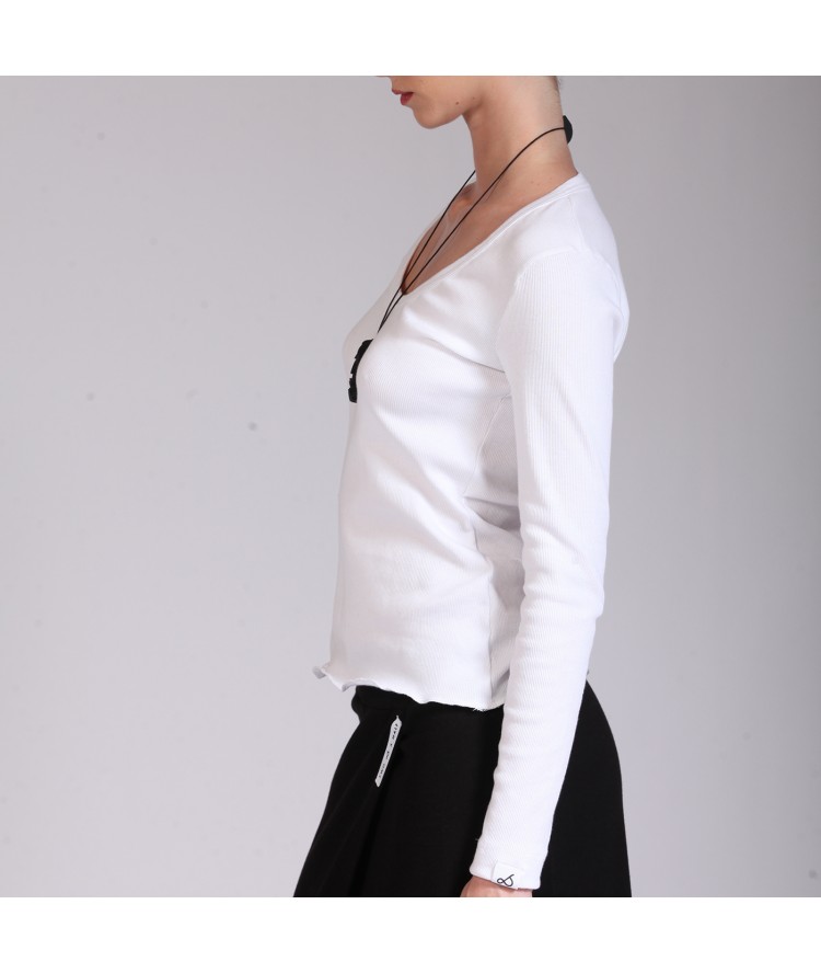 Two & A Half Ribbed Fitted Top White