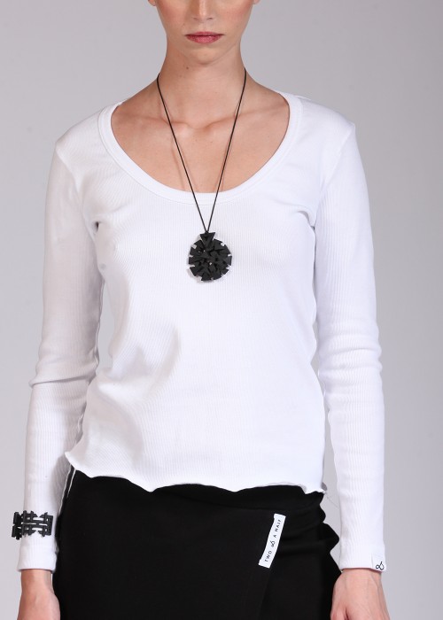 Two & A Half Ribbed Fitted Top White