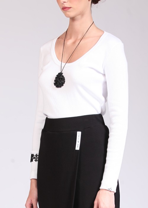 Two & A Half Ribbed Fitted Top White