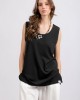 Two & A Half Long Top With Slits Black