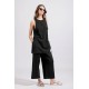 Two & A Half Long Top With Slits Black