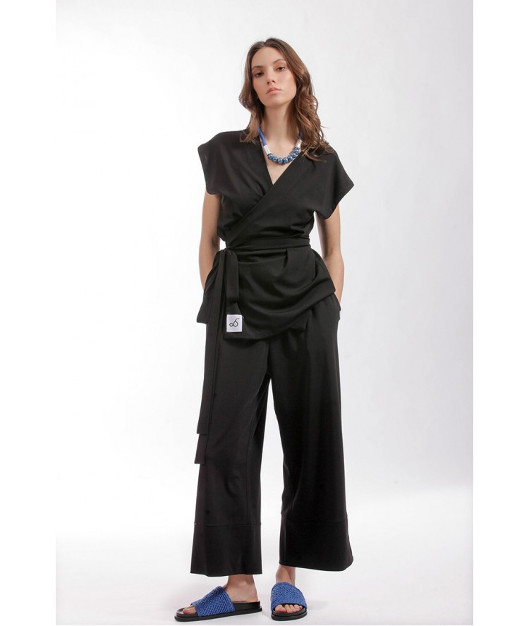 Two & A Half Wide Leg Zip Cullotes Black