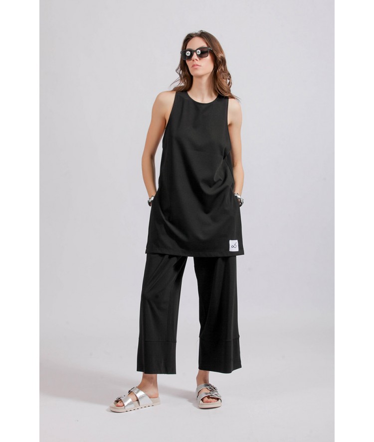 Two & A Half Wide Leg Zip Cullotes Black
