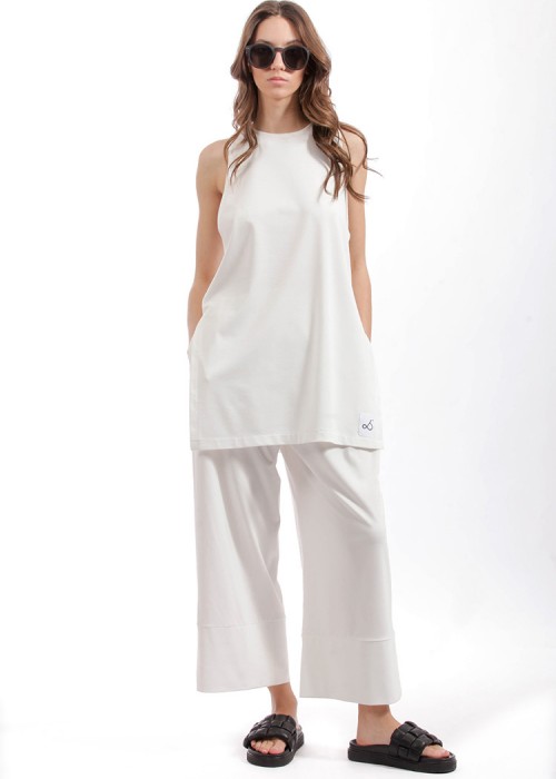 Two & A Half Wide Leg Zip Cullotes White