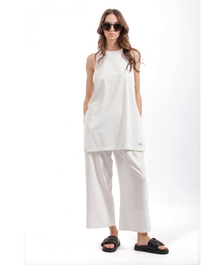 Two & A Half Wide Leg Zip Cullotes White