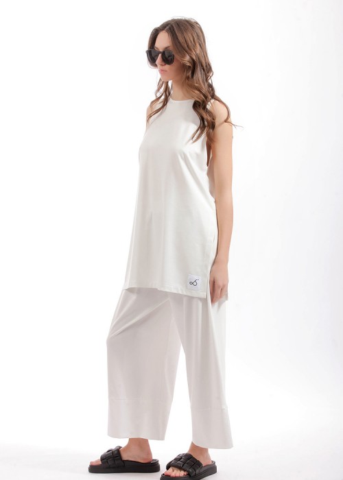 Two & A Half Wide Leg Zip Cullotes White
