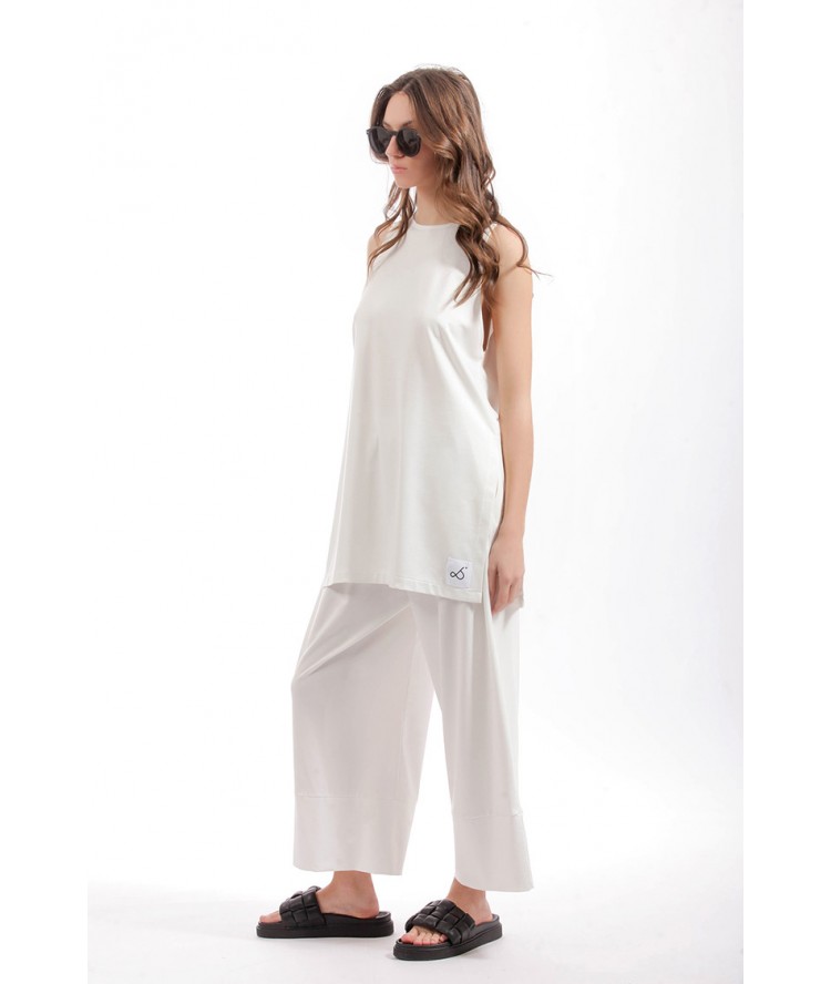 Two & A Half Wide Leg Zip Cullotes White