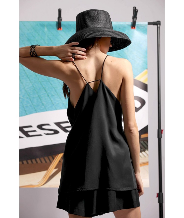 Two & A Half Ultra Feminine Strappy Top Black