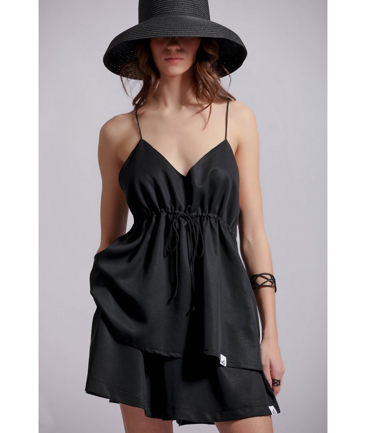 Two & A Half Ultra Feminine Strappy Top Black