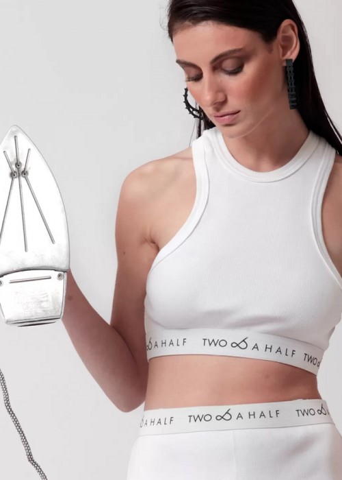 Two & A Half Athletic Crop Top White