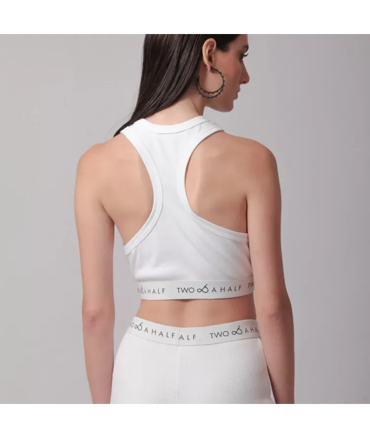 Two & A Half Athletic Crop Top White