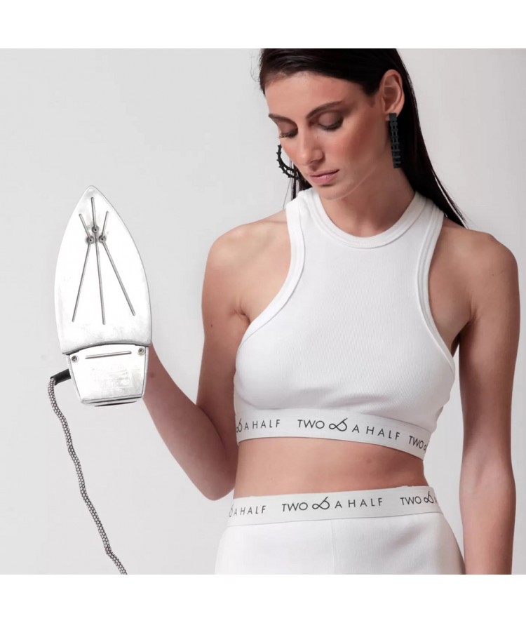 Two & A Half Athletic Crop Top White
