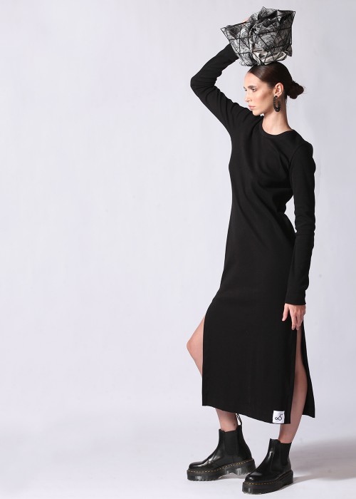 Two & A Half Ribbed Midi Dress Black